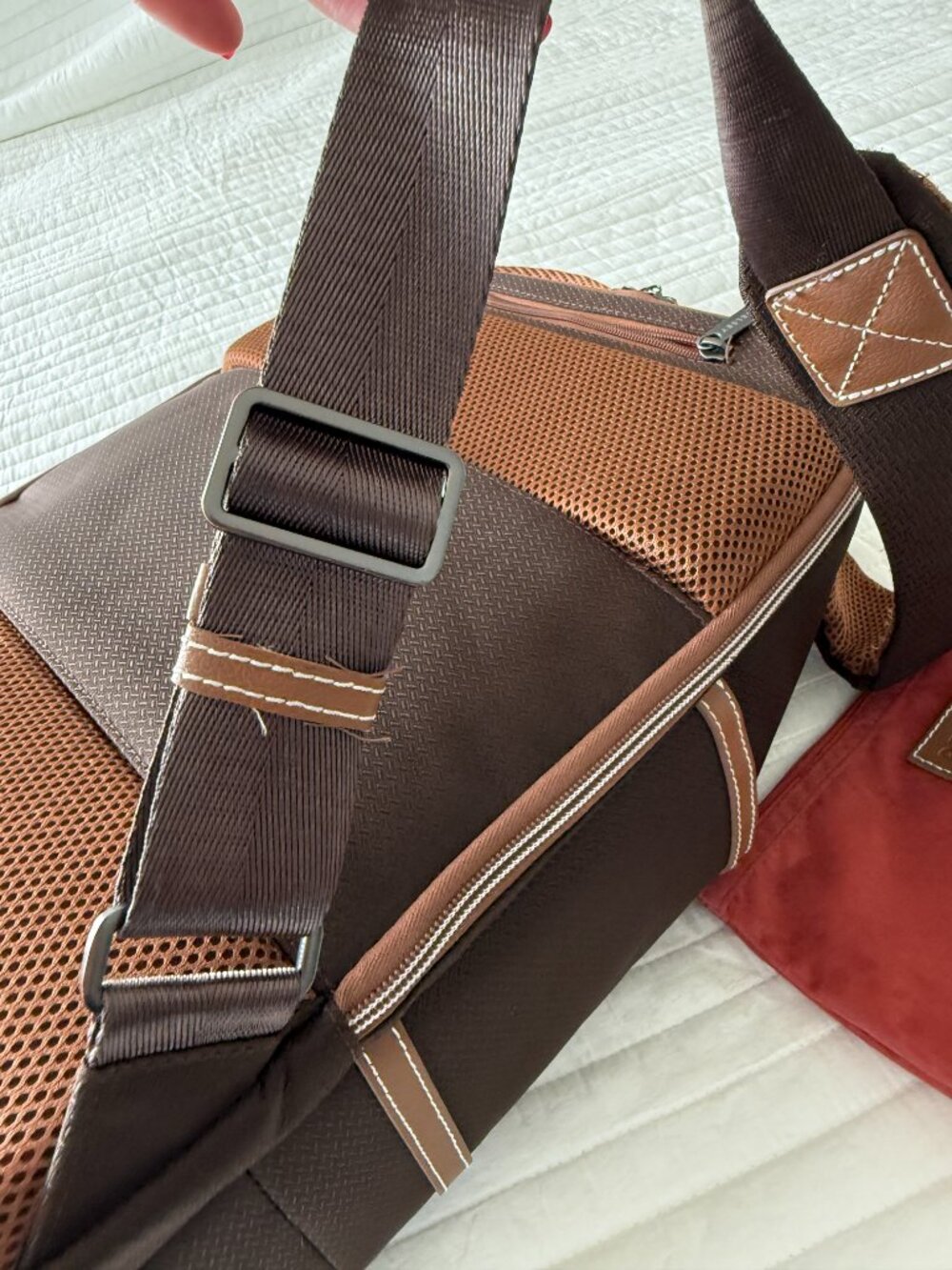 DELSEY Paris Chatelet Brown Travel Laptop Backpack Luggage Pass-Through + Pouch - Picture 7 of 16